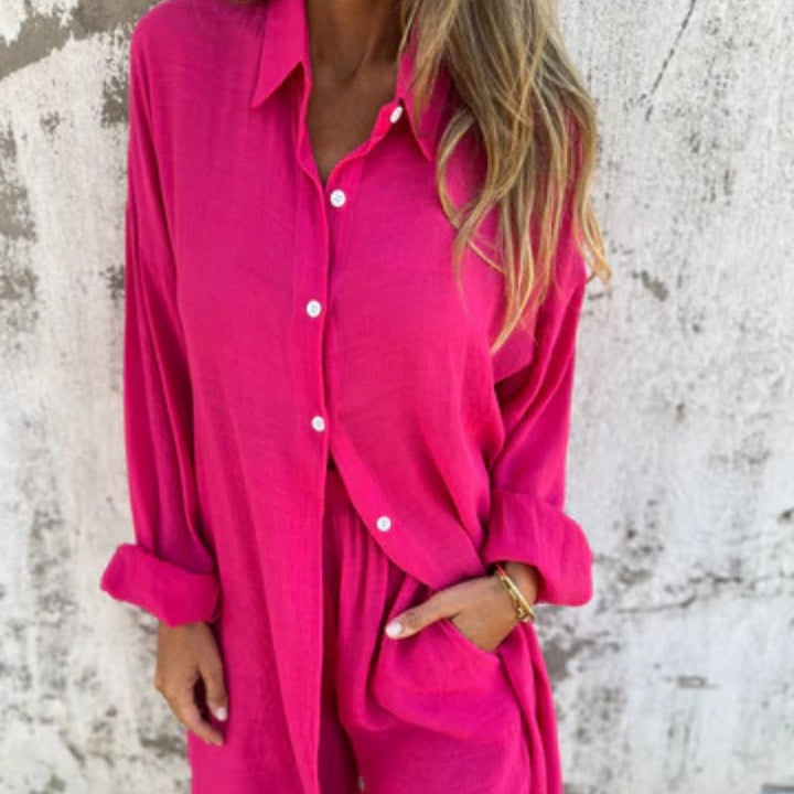 Levoire | Lssiges Unicolore T-Shirt Manches Longues Rosa rouge