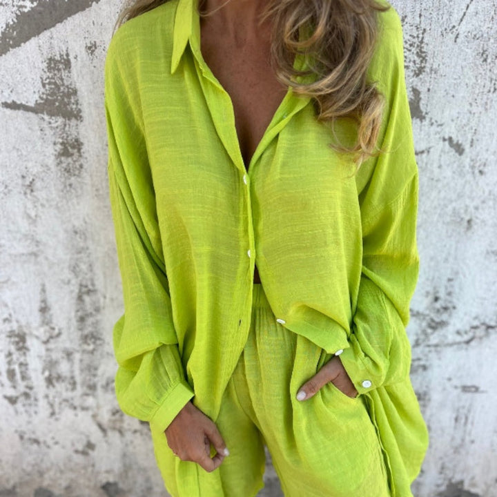 Levoire | Lssiges Unicolore T-Shirt Manches Longues Vert