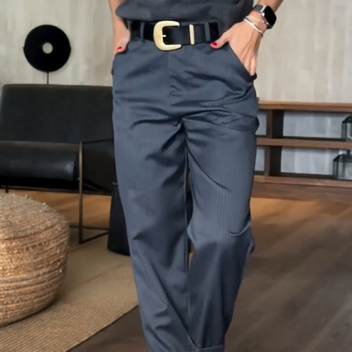 Levoire | Pantalon Droit Décontracté Taille Haute