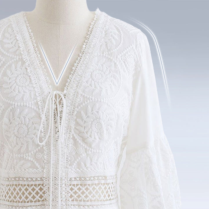 Levoire | Weies Midi Robe Avec Dcollet