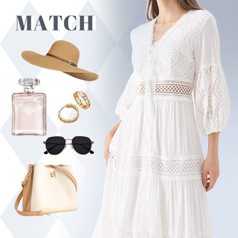 Levoire | Weies Midi Robe Avec Dcollet