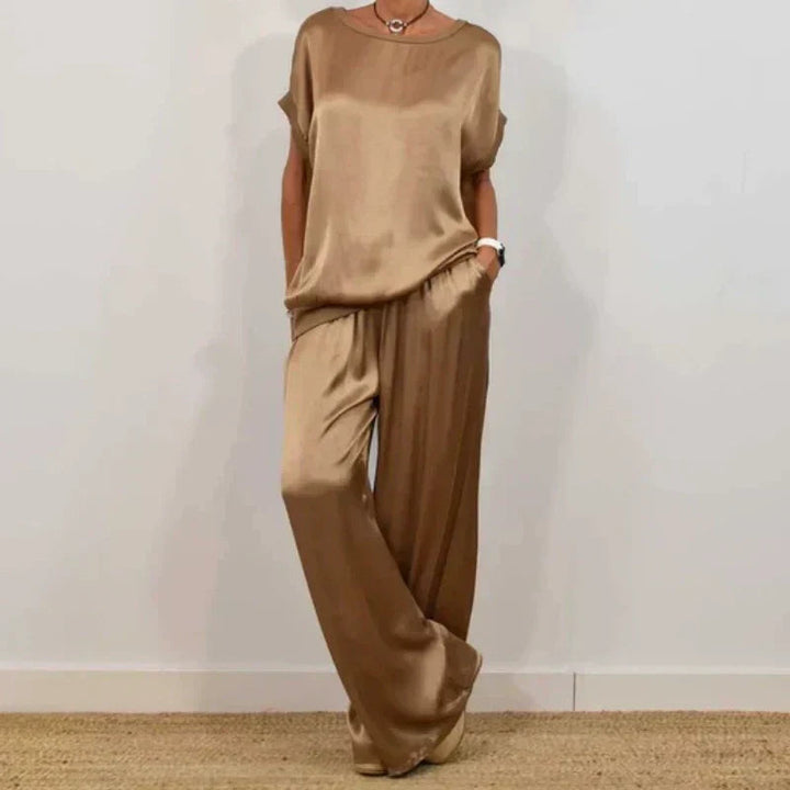 Levoire | Ensemble En Satin À Deux Pièces Caramel