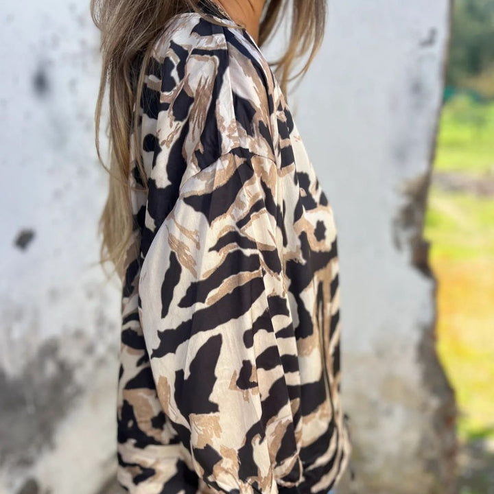 Levoire | Veste Bomber D'Automne Avec Imprimé Zèbre Et Fermeture Éclair