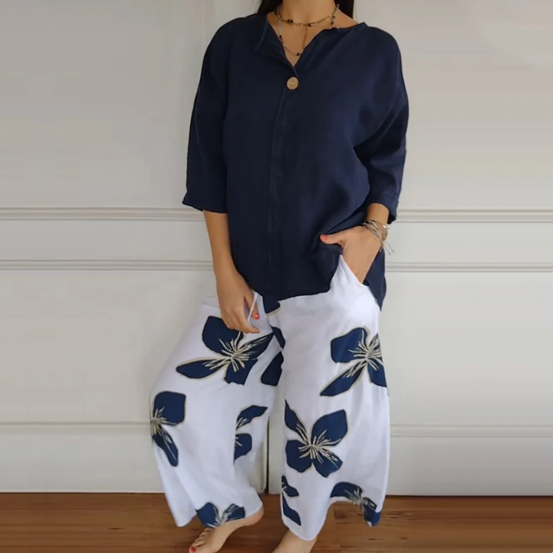 Levoire | D'Un Haut Imprimé À Encolure Ronde Et Pantalon Pour Femmes