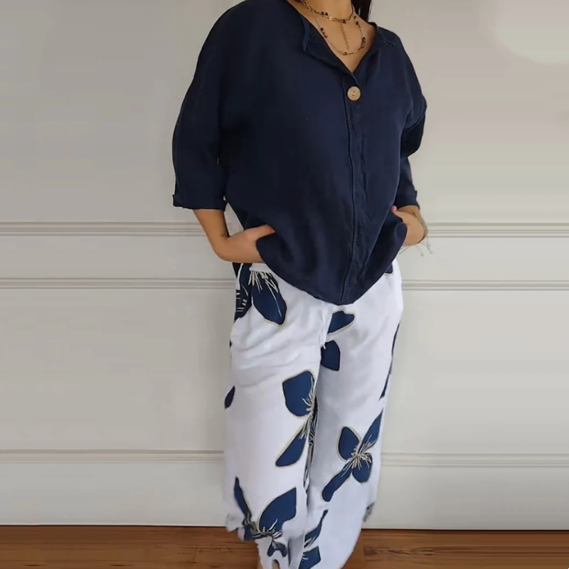 Levoire | D'Un Haut Imprimé À Encolure Ronde Et Pantalon Pour Femmes