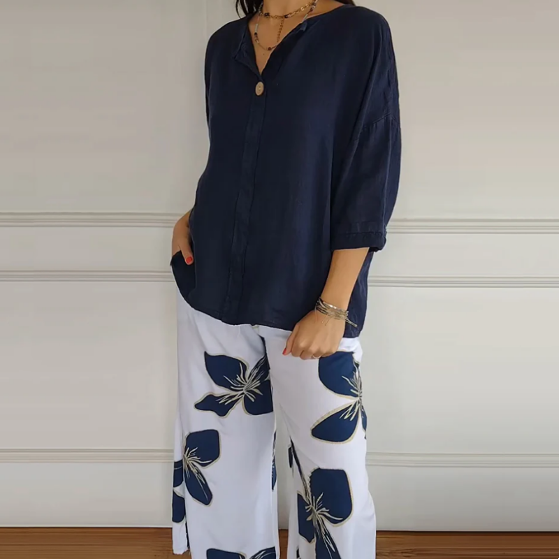 Levoire | D'Un Haut Imprimé À Encolure Ronde Et Pantalon Pour Femmes