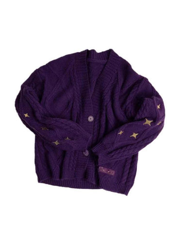 Levoire | Étoile Brodée Imprimée Câble Tricot Col V Gilet