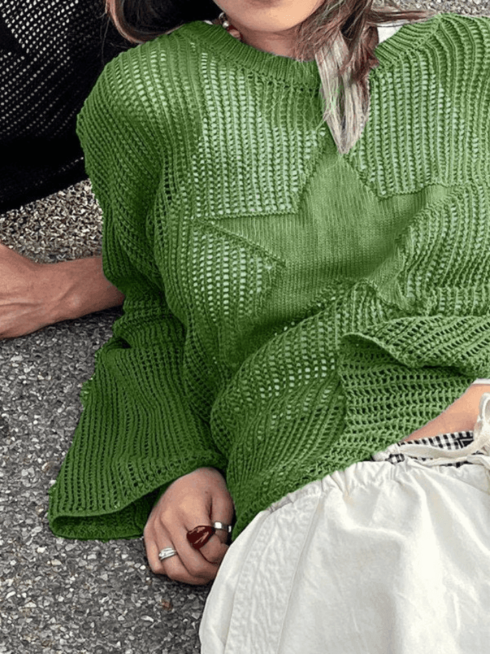 Levoire | Top En Jacquard Étoile Au Crochet Vert