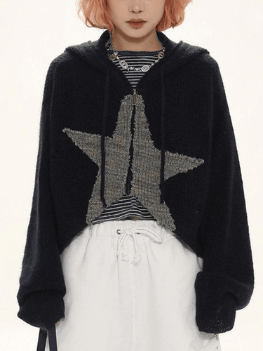 Levoire | Veste À Capuche En Tricot À Zip Étoile Jacquard