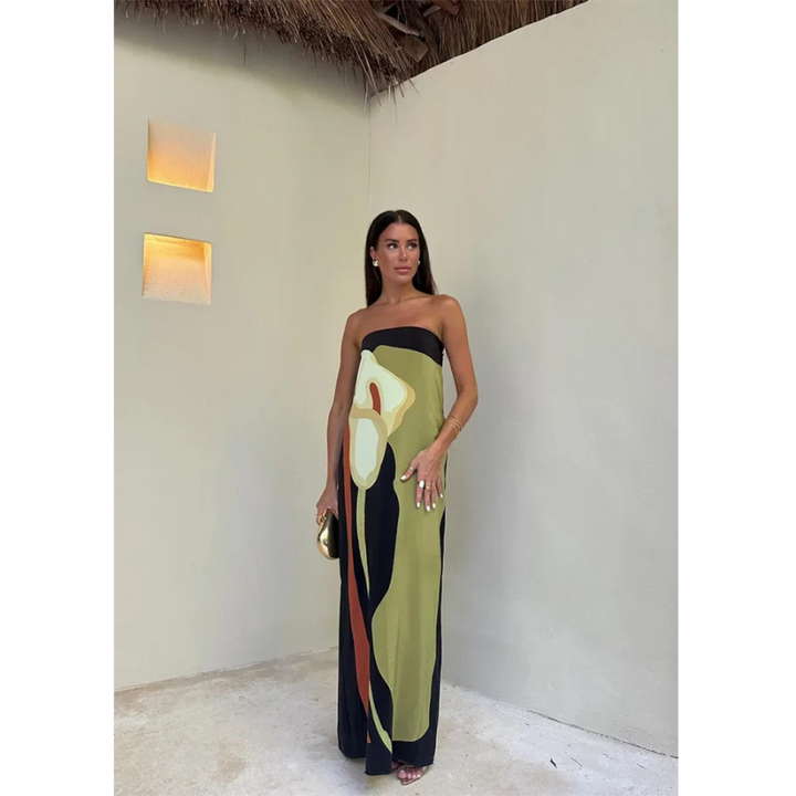 Levoire | Robe Boho Sans Bretelles Pour Femmes Vert