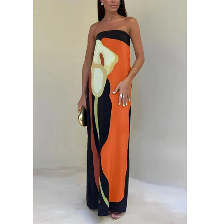 Levoire | Robe Boho Sans Bretelles Pour Femmes Orange