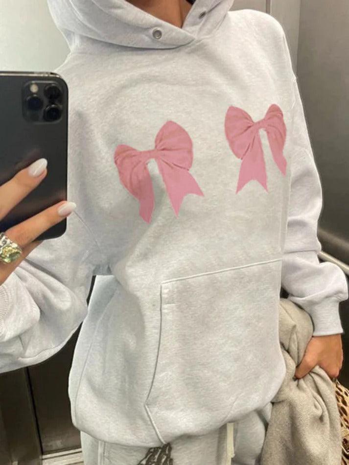 Levoire | Sweat À Capuche Surdimensionné Avec Impression Street Bow Et Cordon De Serrage Gris1