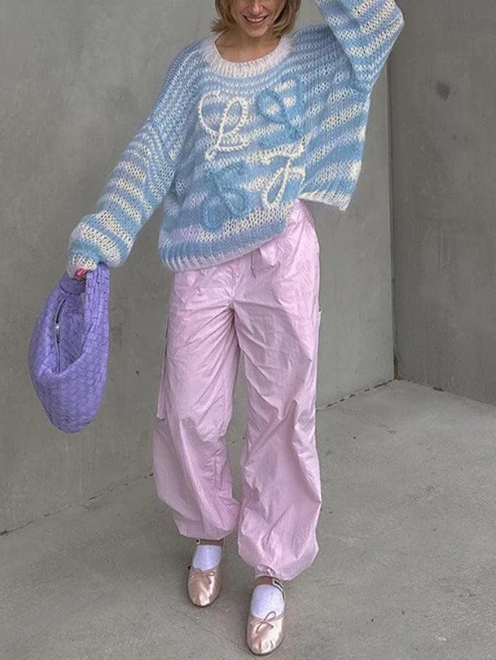Levoire | Pull Oversized En Crochet Rayé