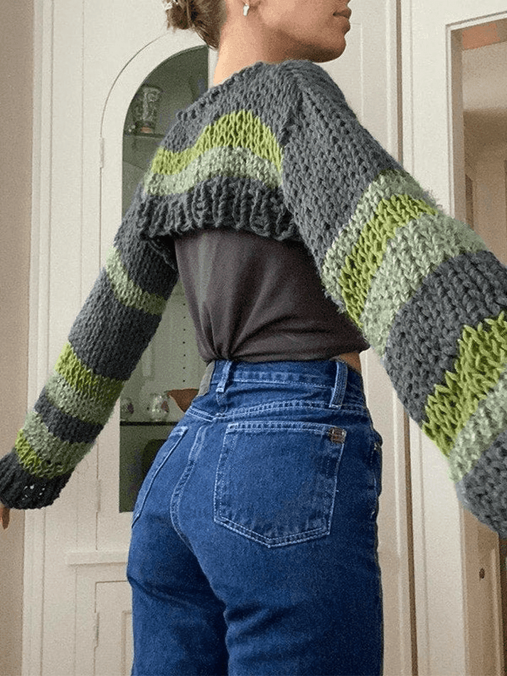 Levoire | Pull Boléro Rayé À Manches Longues
