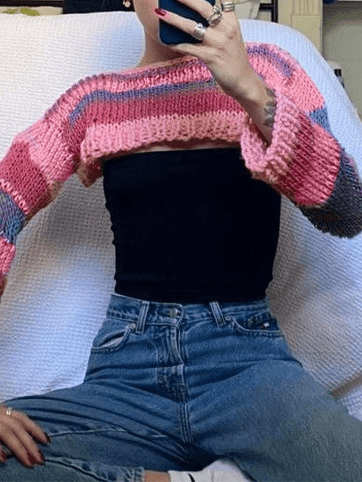 Levoire | Pull Boléro Rayé À Manches Longues