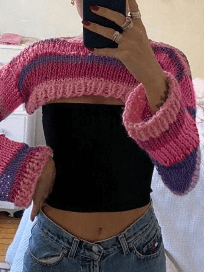 Levoire | Pull Boléro Rayé À Manches Longues Rot