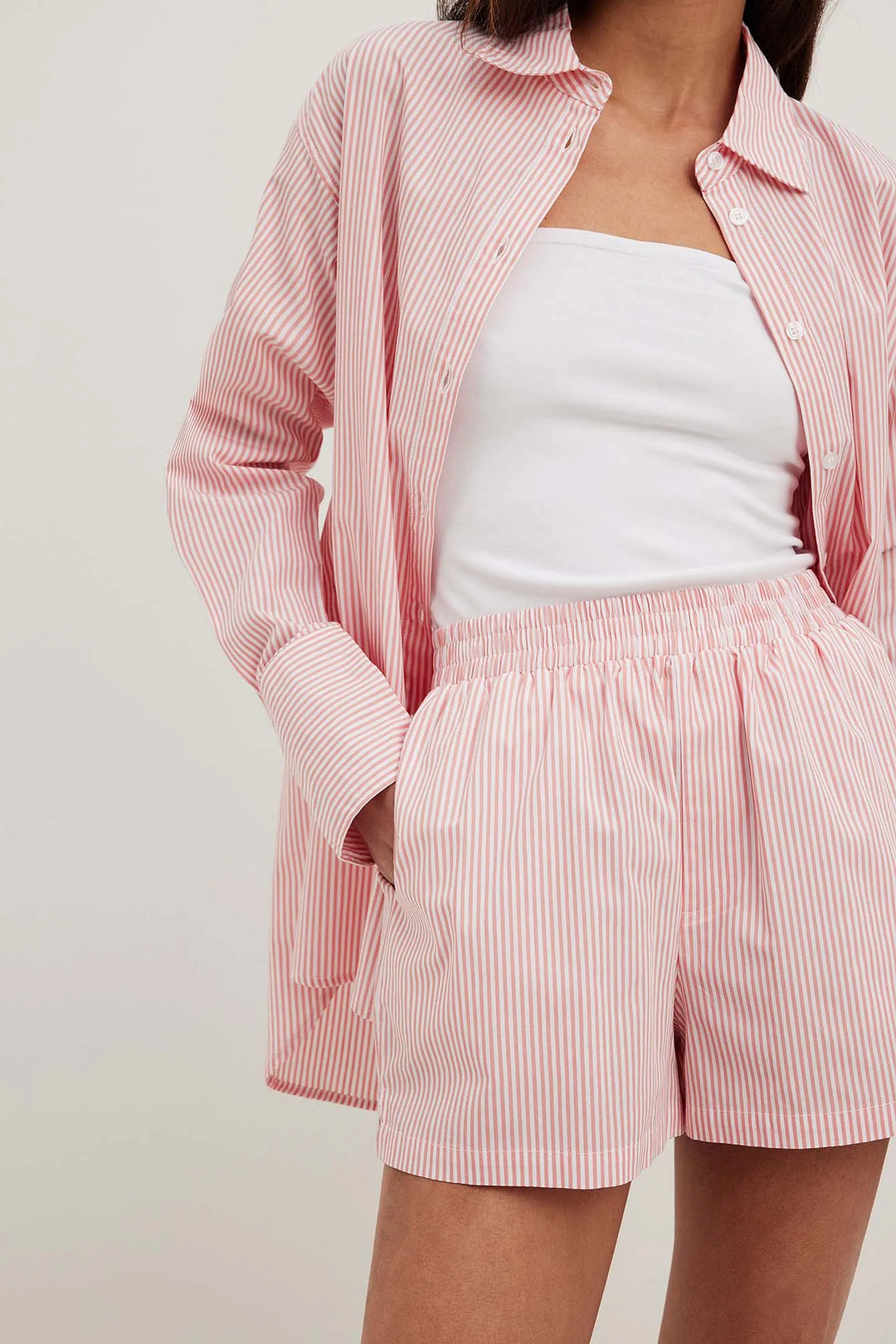 Levoire | Ensemble De Shorts Et De Blouse Rayés Rosa