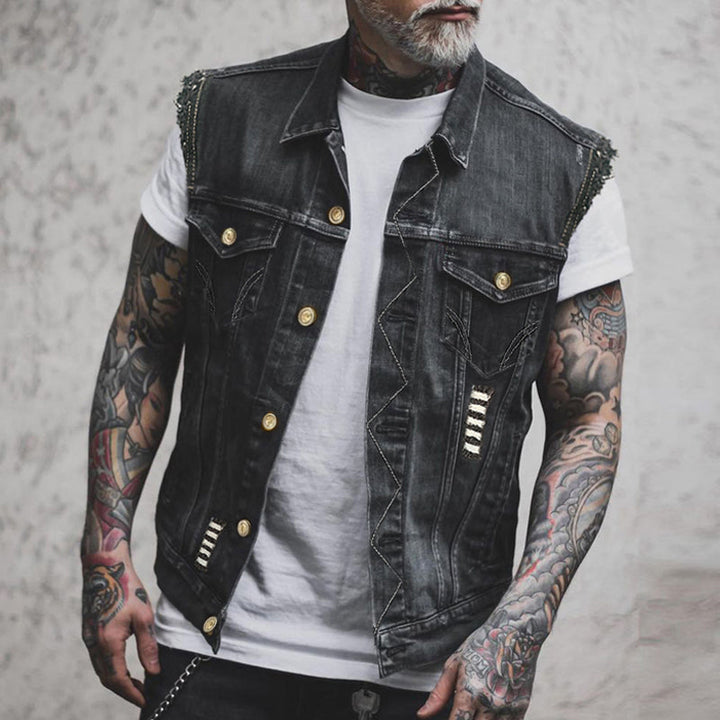 Levoire | Veste En Denim Pour Hommes Décontractée, Polyvalente Et Confortable Noir