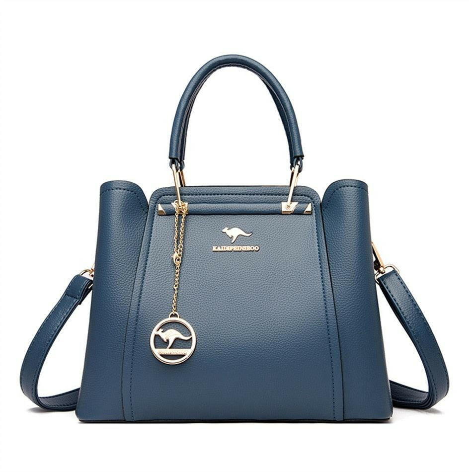 Levoire | Sac À Fermeture Éclair Élégant En Cuir Synthétique Microfibre Bleu