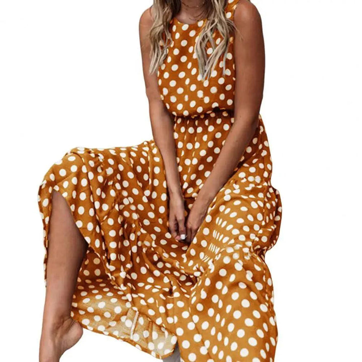 Levoire | Robe Haute Sans Manches Élégante Jaune