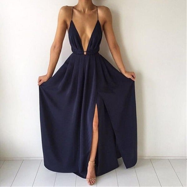 Levoire | Robe longue avec décolleté plongeant Bleu