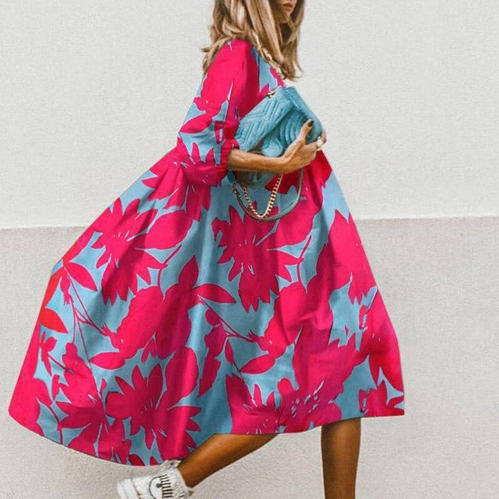 Levoire | Monivärinen Midi Mekko Fuksia