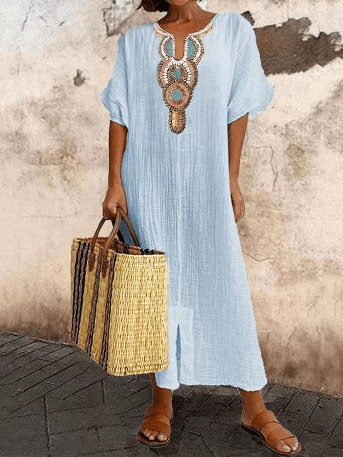 Levoire | Robe kaftan bohème femme Bleu clair