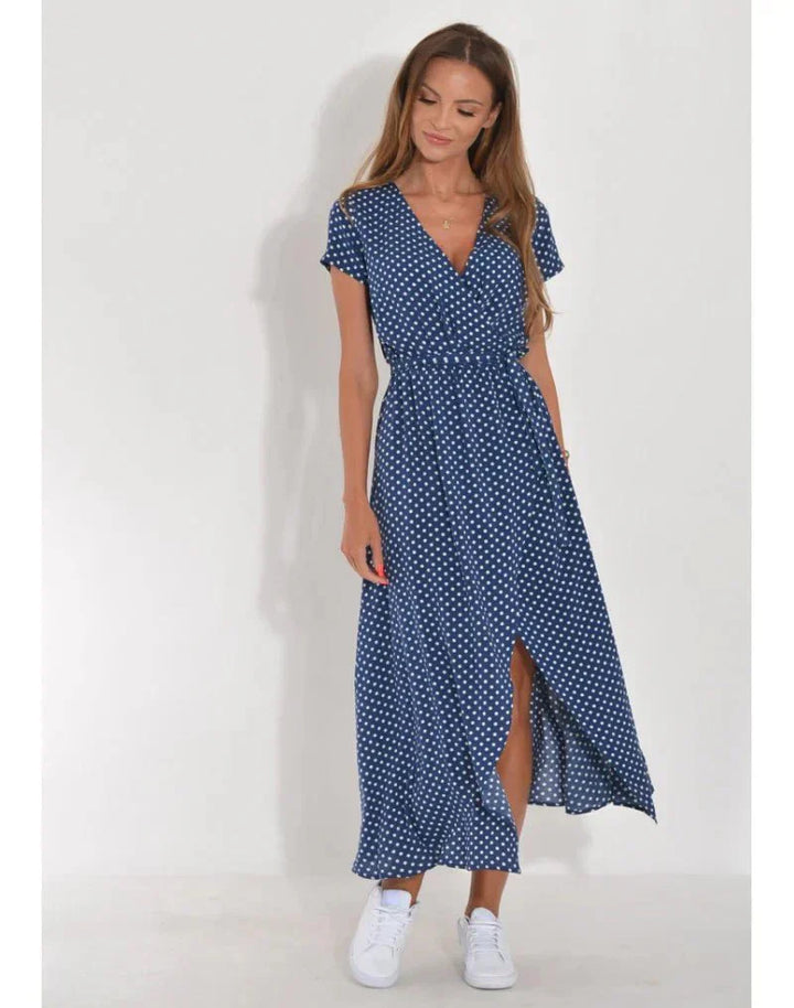 Levoire | Robe Élégante À Décolleté En V Bleu
