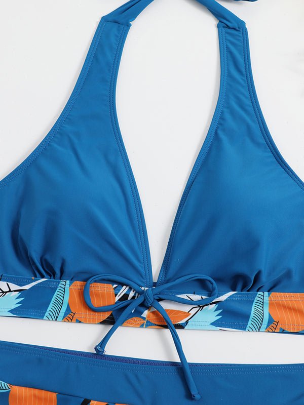 Levoire | Maillot de bain Femme Fente Taille haute Liens de boxe Imprimé Uni Coutures Bikini