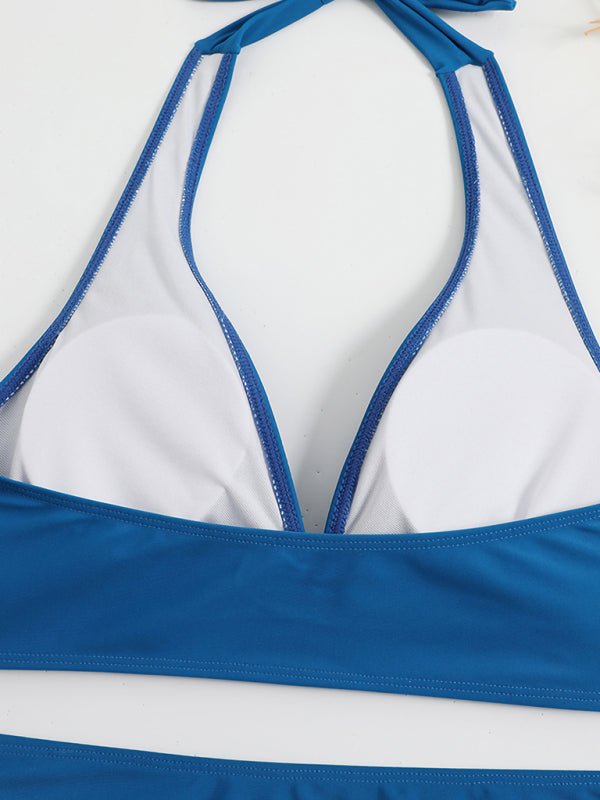 Levoire | Maillot de bain Femme Fente Taille haute Liens de boxe Imprimé Uni Coutures Bikini