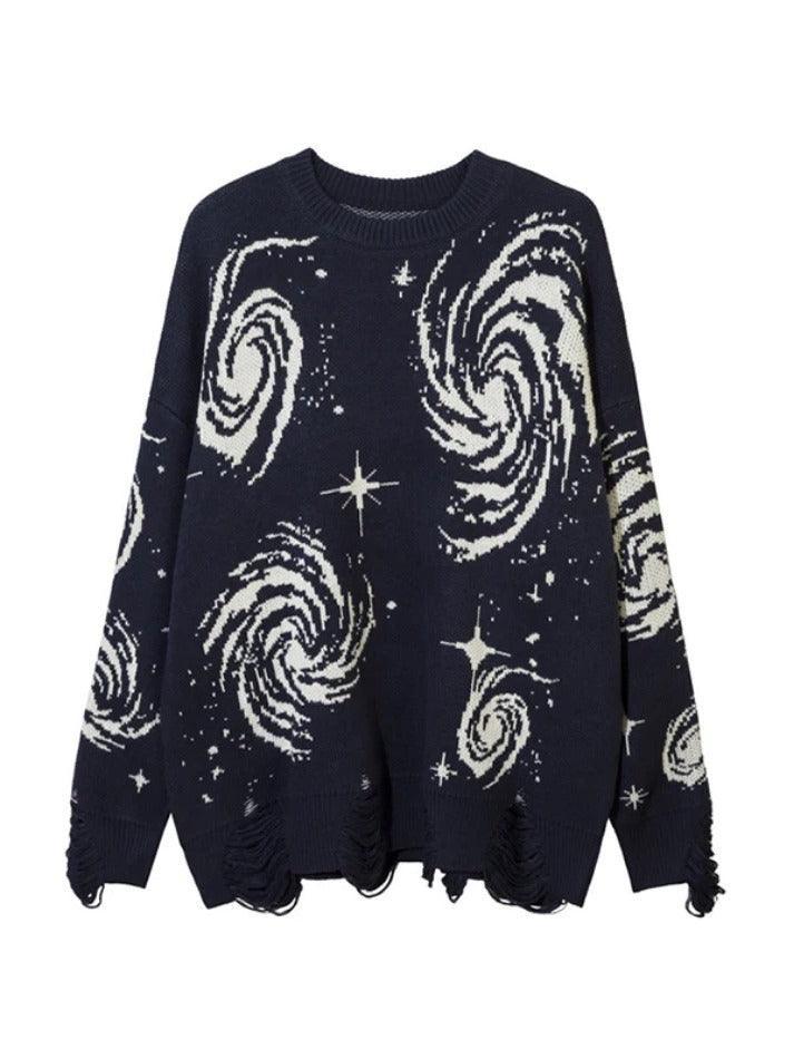 Levoire | Pull À Design Déchiré Imprimé Tourbillon Bleu
