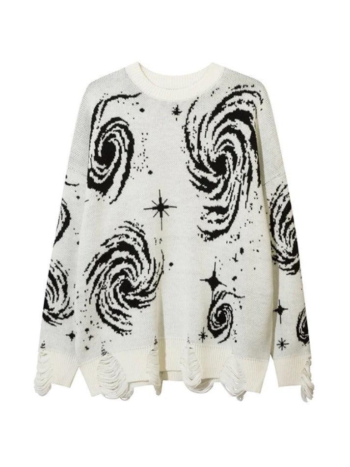 Levoire | Pull À Design Déchiré Imprimé Tourbillon Blanc