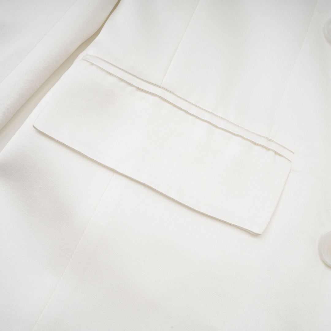 Levoire | Veste Bleue À Double Poitrine Blanche