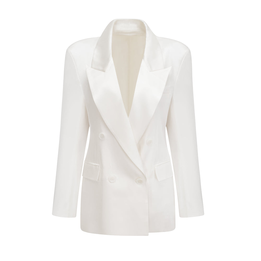 Levoire | Veste Bleue À Double Poitrine Blanche