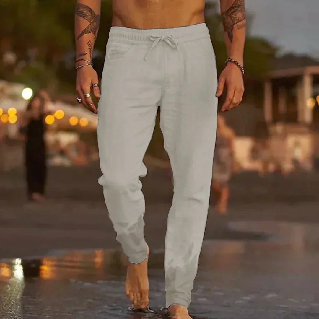 Levoire | Pantalons En Lin Avec Cordon De Serrage Pour Hommes