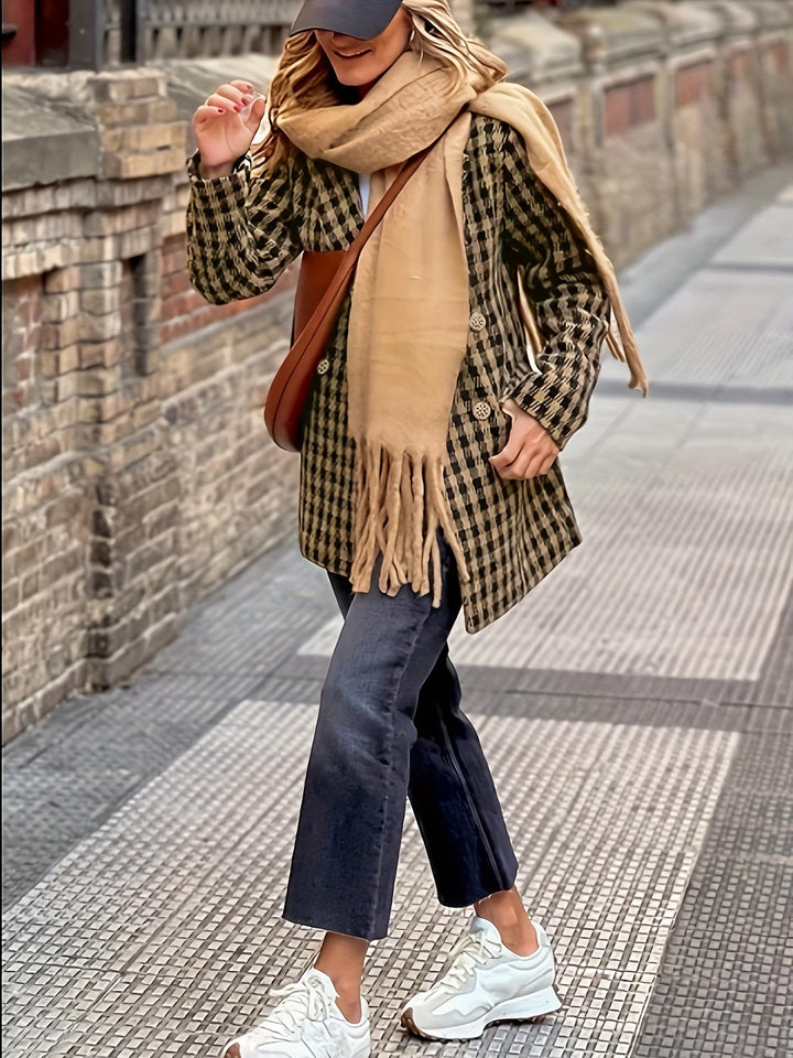 Levoire | Blazer À Carreaux Élégant À Double Boutonnage Et Design Intemporel Pour Femmes