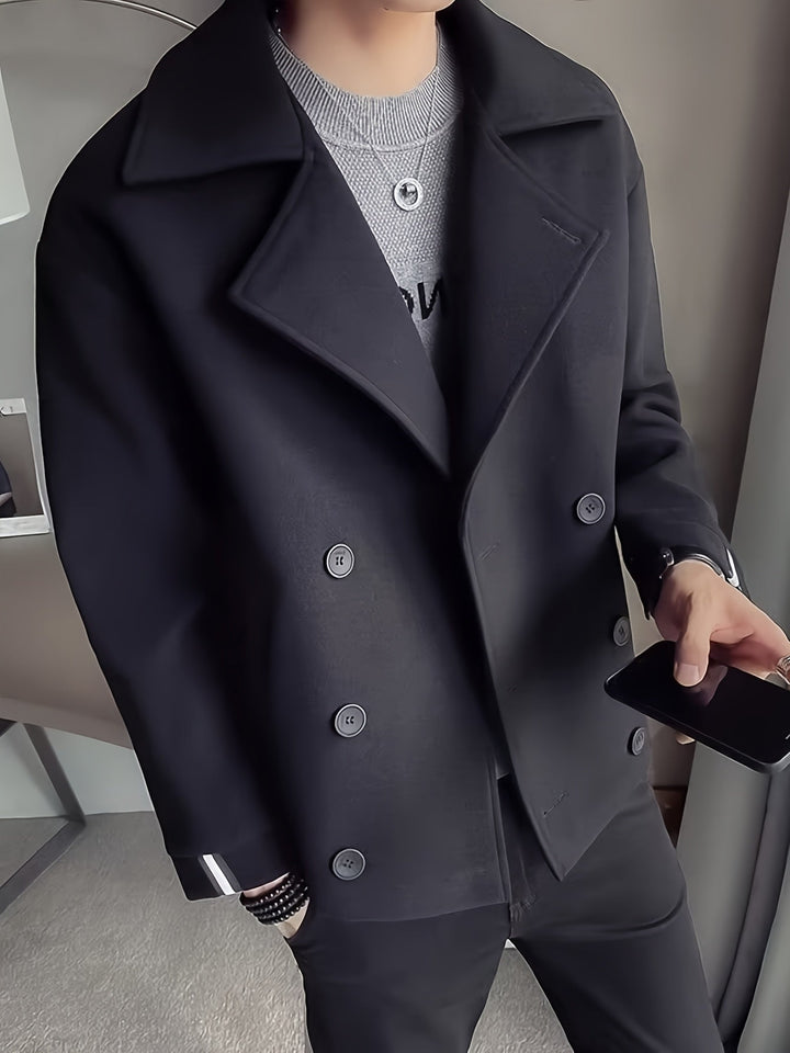 Levoire | Manteau Trench Élégant Court Avec Double Rangée De Boutons Noir