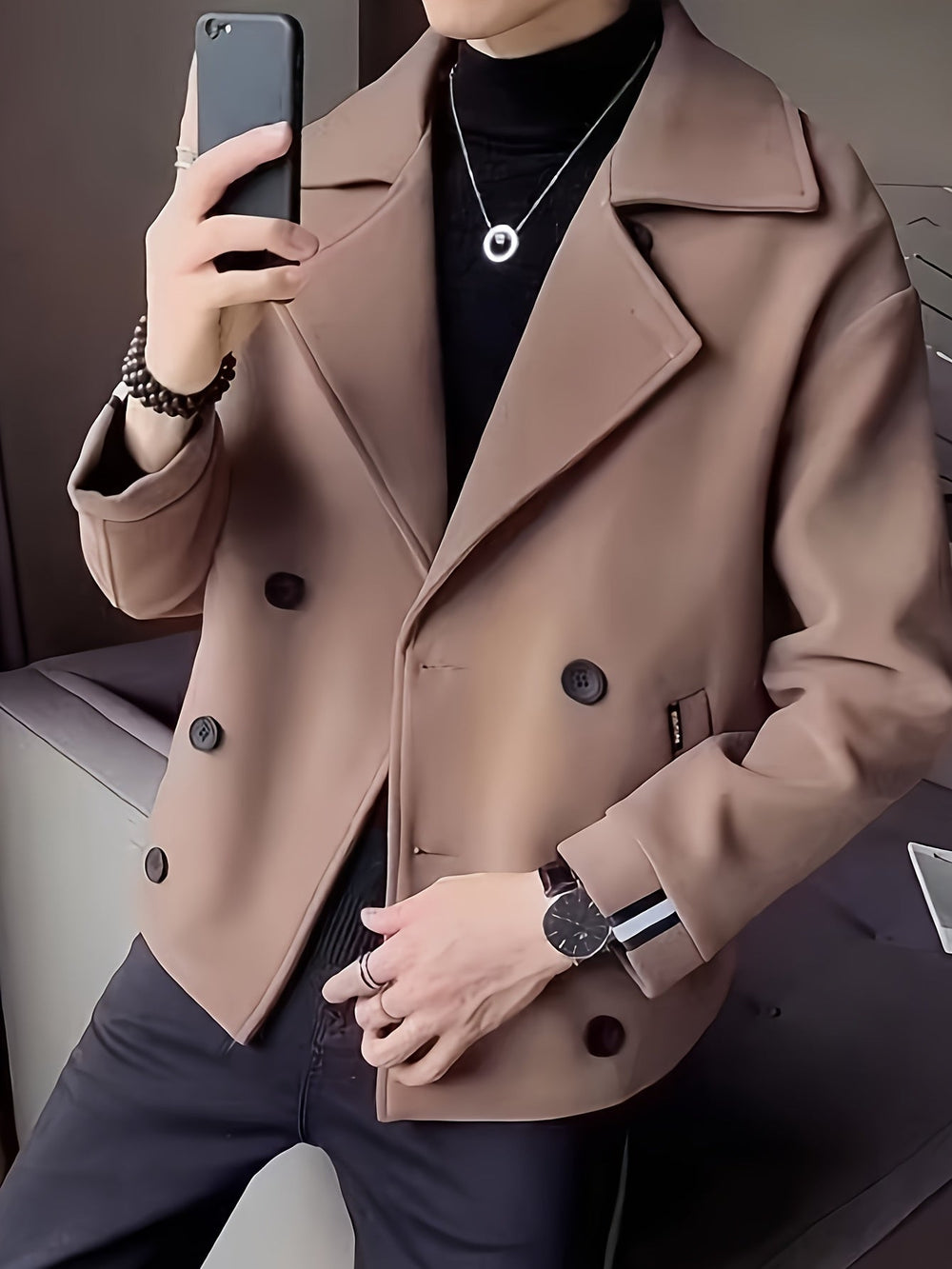 Levoire | Manteau Trench Élégant Court Avec Double Rangée De Boutons
