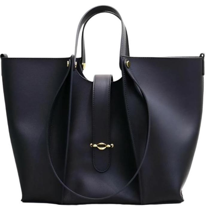Levoire | Sac Tote En Cuir Véritable Élégant Et Fonctionnel Avec Fermeture Éclair Noir