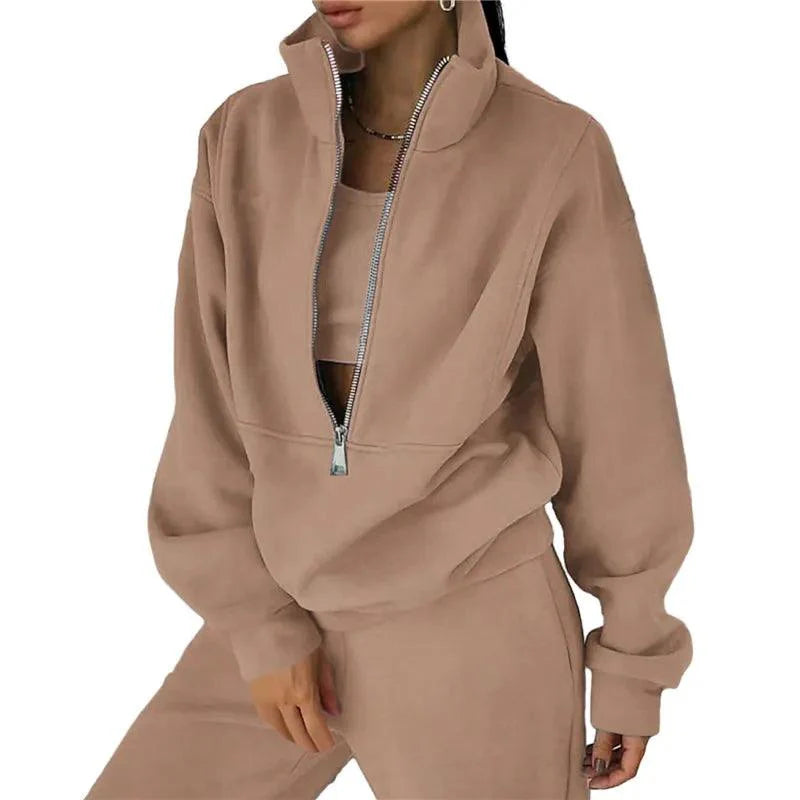 Levoire | Ensemble De Training À Capuche Sportif En Tissu Doux Khaki