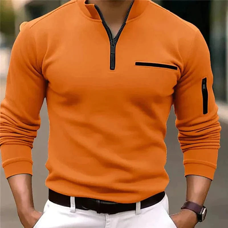 Levoire | Chemise Femme À Fermeture Éclair Quart De Zip Orange