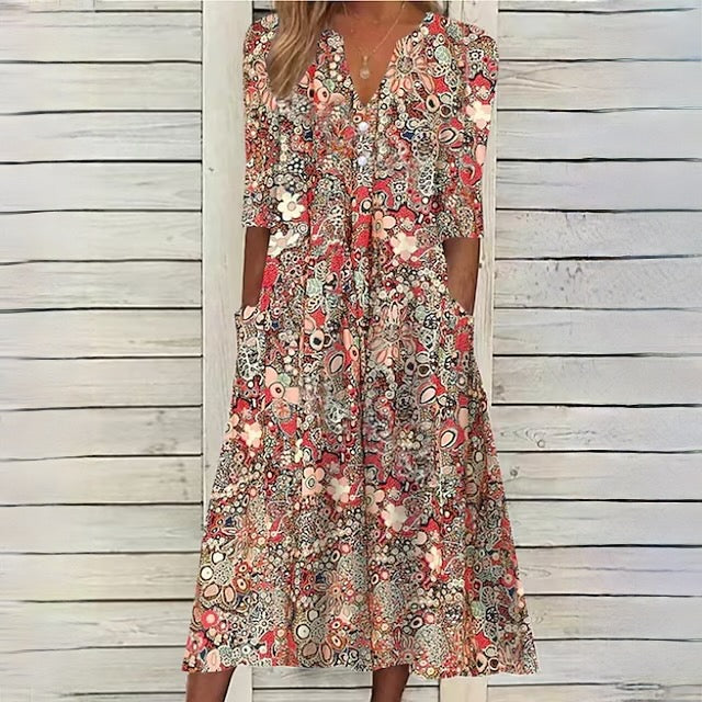 Levoire | Robe À Fleurs Motif Floral Robe Beige