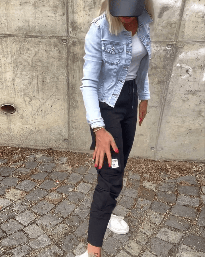 Levoire | Pantalon Cargo Noir Femme Cordon Tendance Confortable