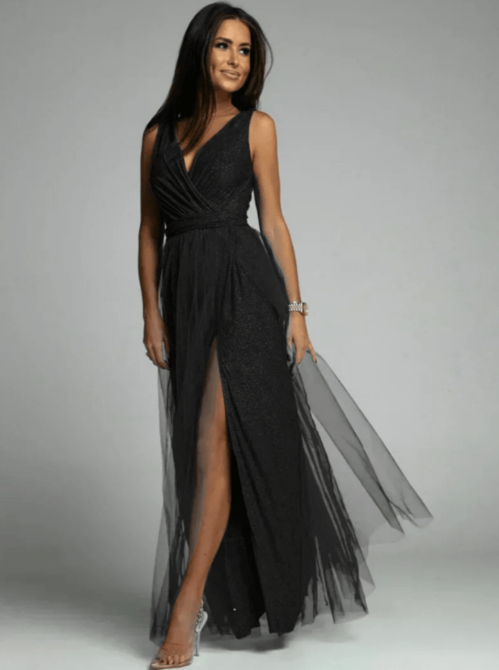 Levoire | Robe élégante pour femmes avec décolleté en V Robe luxueuse et confortable Noir