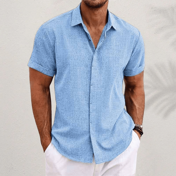 Levoire | Chemise pour hommes élégante Chemisier d'été confortable à manches courtes Bleu clair