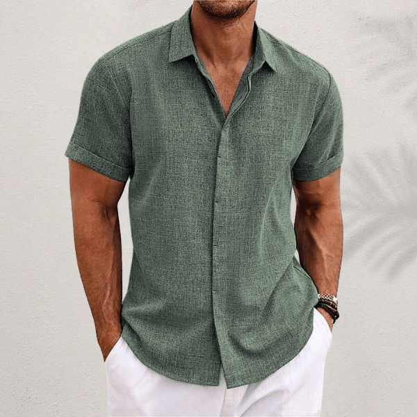 Levoire | Chemise pour hommes élégante Chemisier d'été confortable à manches courtes vert olive