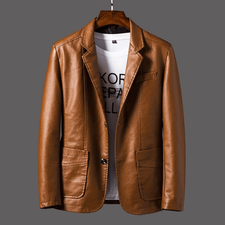 Levoire | Blazer en cuir pour hommes élégant Coupe classique Braun