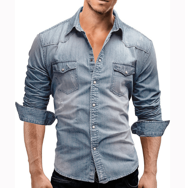 Levoire | Chemise En Jean Décontractée Homme Bleu clair