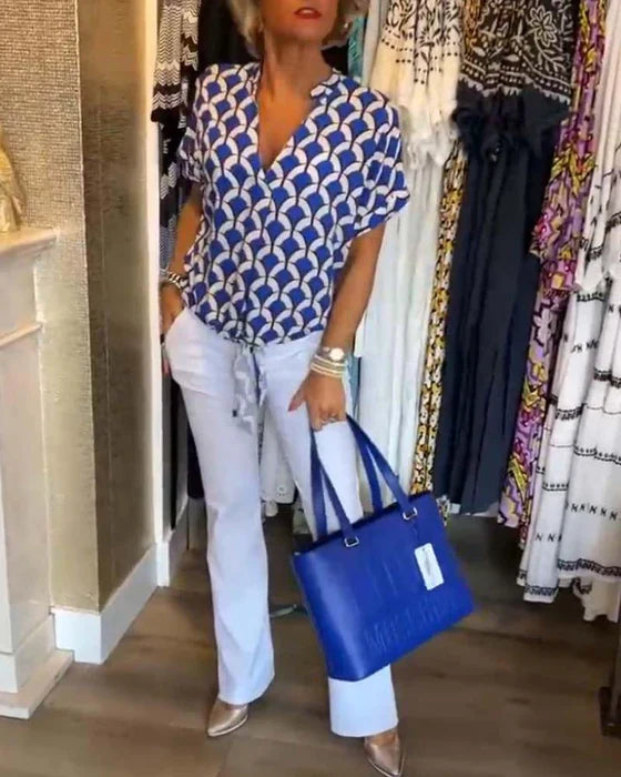 Levoire | Haut De Loisirs Avec Imprimé Et Décolleté En V Bleu