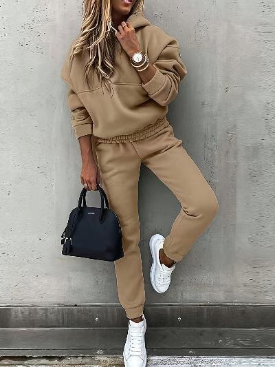 Levoire | Ensemble Moderne De Sweat À Capuche Et Pantalon Pour Dames Braun